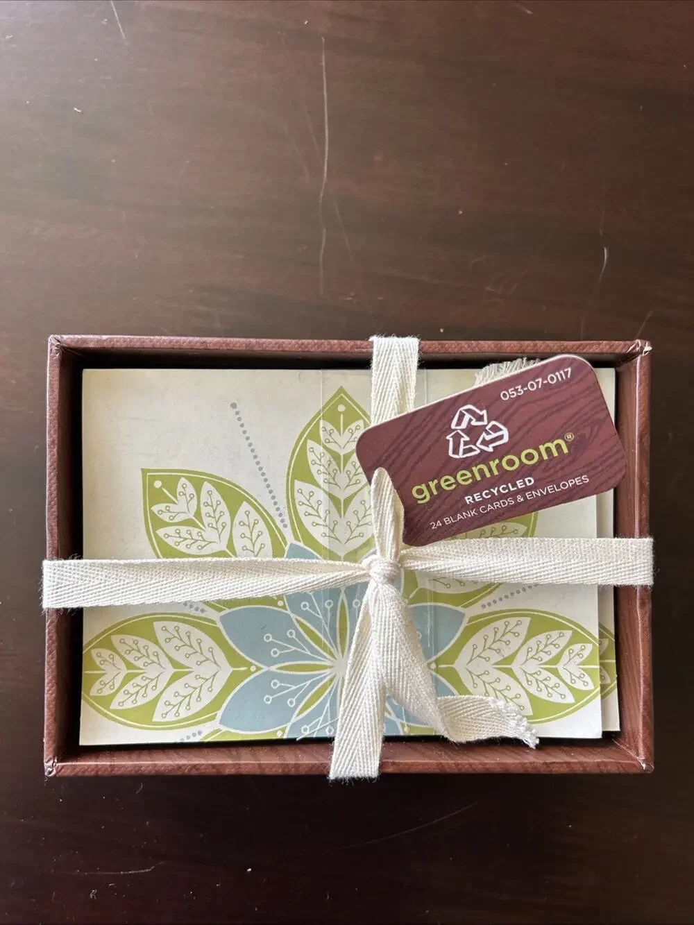 NEW Greenroom 1 Box Of 24 Count Black Cards Recycled Floral Lotus Green Blue